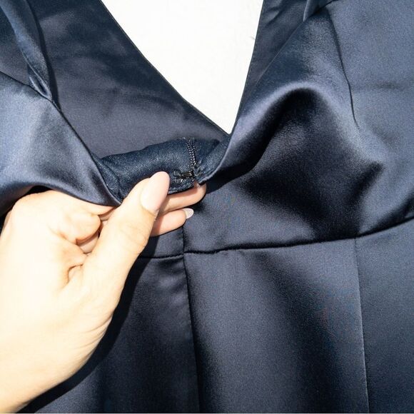 NWT Lovely x Dessy Collection Midnight Navy Twist Strap Slip Dress Size 16 - Picture 7 of 9